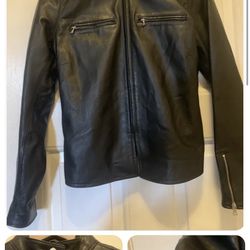 Ralph Lauren Women's Lambskin Leather Jacket Black Biker Motorcycle