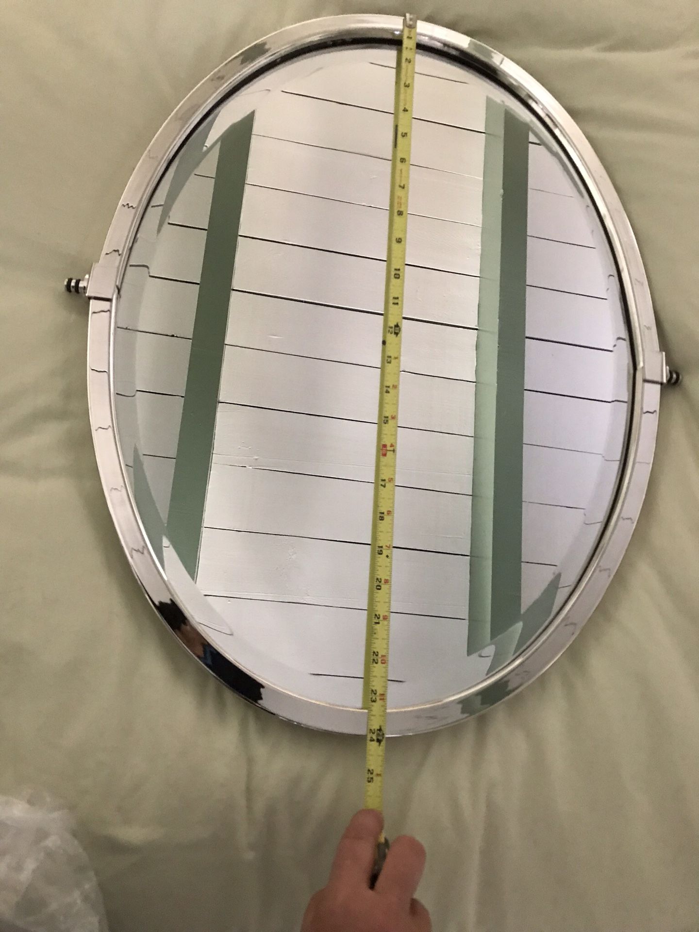 Brand new oval polished nickel rejuvenation vanity mirror
