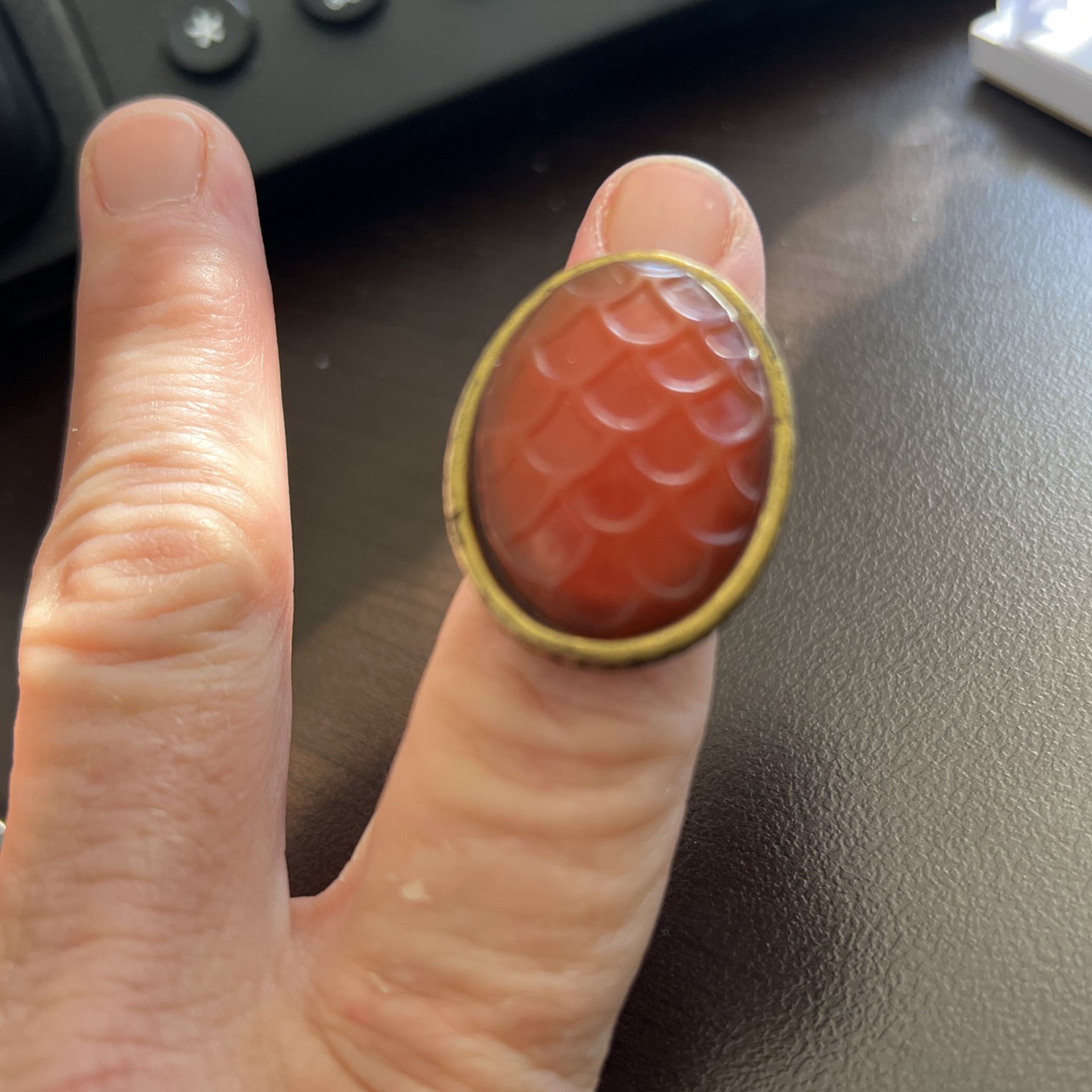 CARNELIAN RING ANTIQUE REAL EARTH MINED CARNELIAN GEMSTONE HUGE SIZE 8