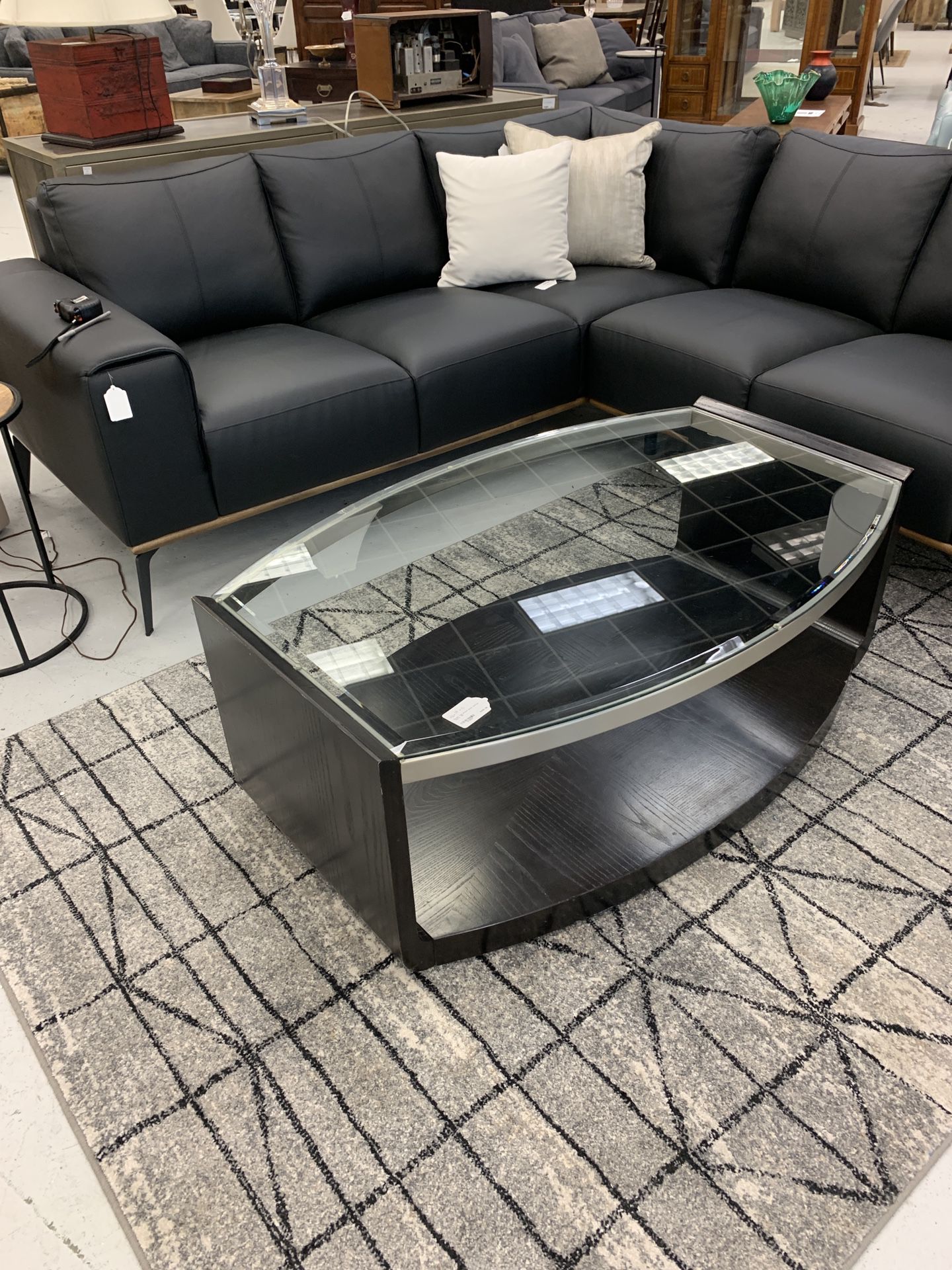 Glass Top Black Wood Coffee Table 5a