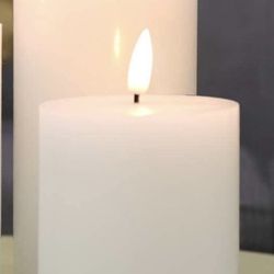 Set of 2 real wax Pure White Flameless Candles