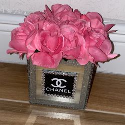 Flower Rose Pink Mirror Vase Home Decor 