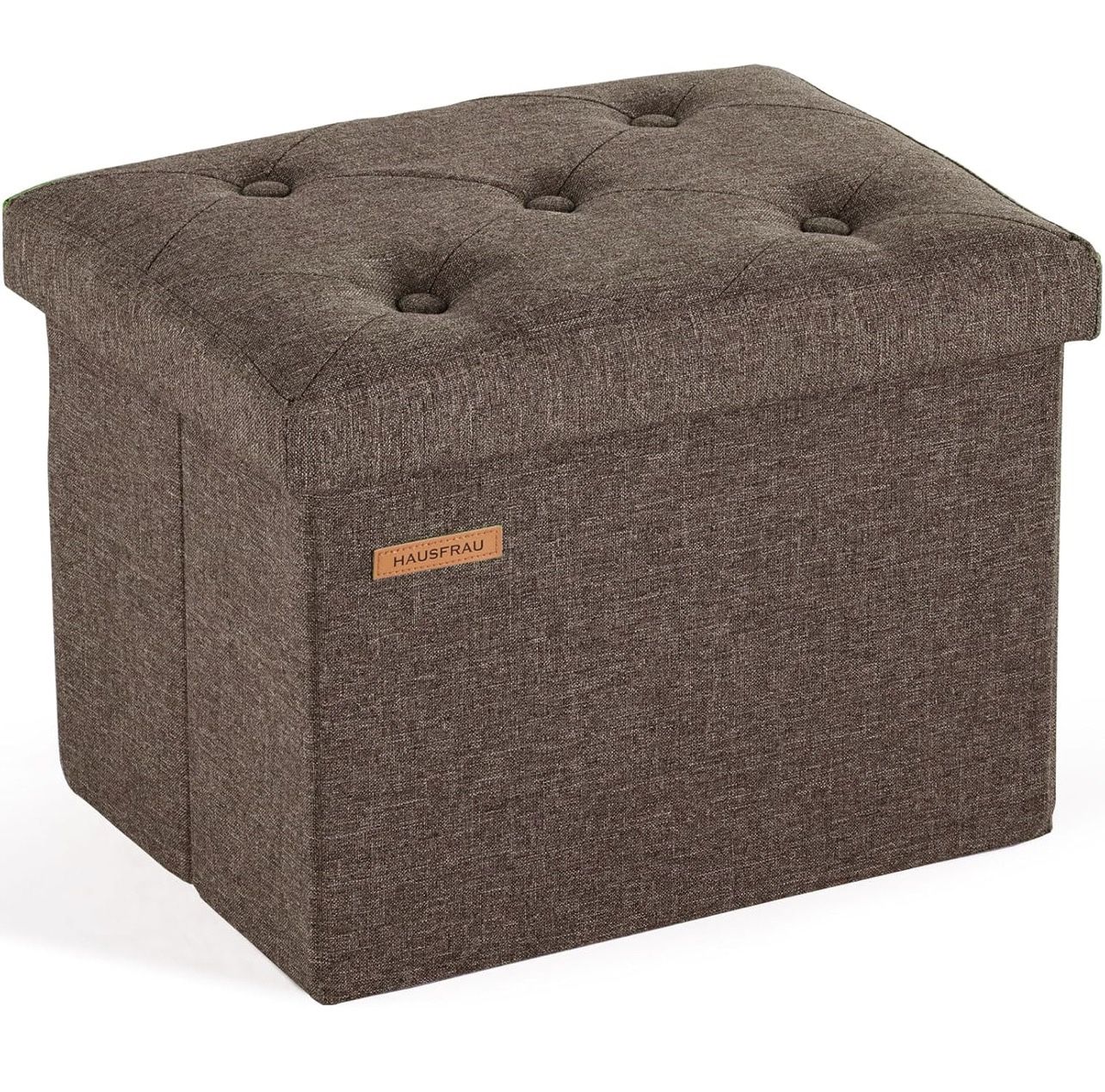 Ottoman with Storage Foot Rest Stool, Small Folding Footrest, Tufted Square Cube Seat for Living Room, Bedroom, Dorm, 12.2" x 16.5"x 12.2", Linen Espr