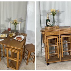 Multi-Functional Breakfast Bar With 2 Stools SPACE SAVER
