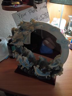 Vintage dolphin desk mirror
