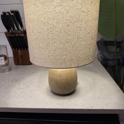 Small Wooden Accent Lamp With Bigger Shade