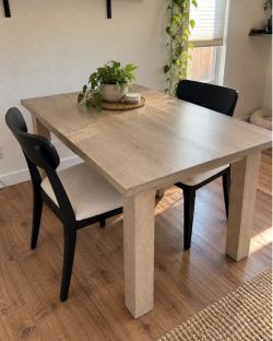 Modern Light Oak Expandable Dining Table + 2 Chairs | Delivery Available