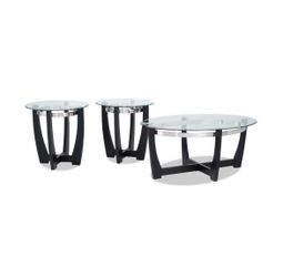 Mirage Black Oval Coffee & 2 End Table Set