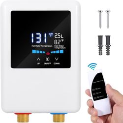Tankless Water Heater Electric 110V, 5500W Instant Hot Water Heater Under Sink, On Demand Hot Water Heater with Remote Control and Digital Display, Po