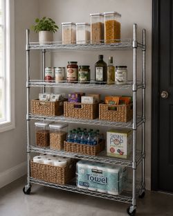 Heavy Duty 4 Tier Rolling Metal Storage Cart