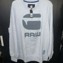 RARE Men’s XL G Star Raw Sweatshirt Gray Chenille Embroidery Logo NWT