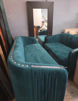 teal couch set