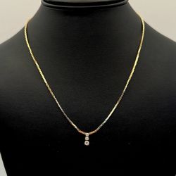 Jewelry 14k solid yellow gold triangle link chain diamonds 0.3CTW necklace 18” 8.30 grams