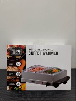 NEW Prime Cuisine 3QT 2-Sectional Buffet Warmer & Food Server