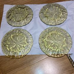 Four Crinkle Glass 7.5 Inch Plates