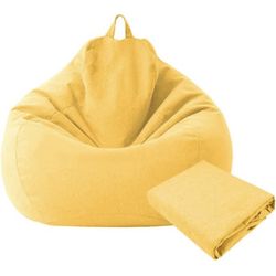 Lazy Sofas Cover Chairs Without Filler Linen Cloth Lounger Seat Bean Bag Pouf Puff Couch Tatami Living Room Beanbags 