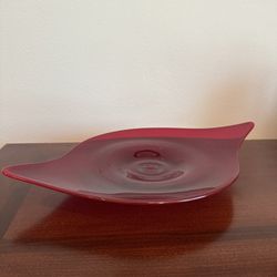 Vintage Viking Glass Console Bowl Ruby Red