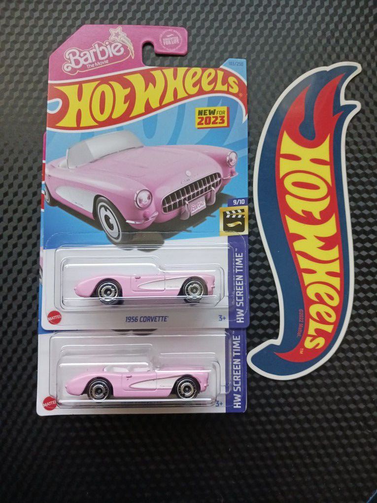 Hot Wheels Mainline The Barbie Movie Vett  1956 Corvette $3 Each 