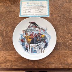 Vintage 1980 Olympic Winter Games Plate with Certificate Of Authenticity