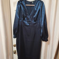 Satin Blue Dress NEW Size 3XL XXXL