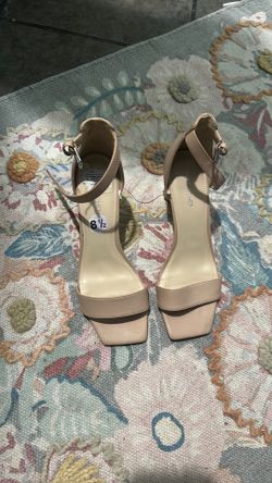 Tan Strappy kitten heel pump