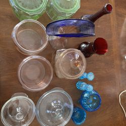 Vintage Depression Glass Green Pink Blue Red Lot