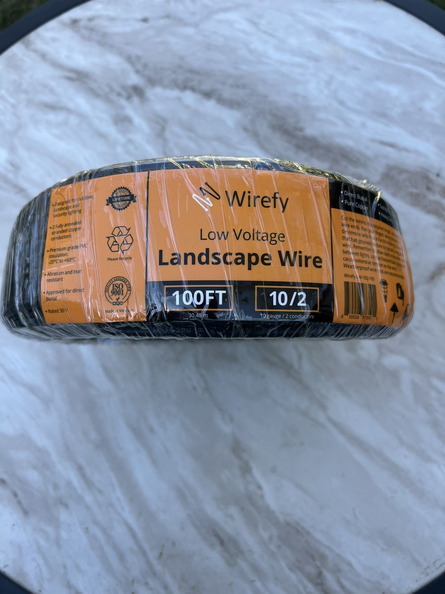 Wirefy 10/2 Copper Landscape Lighting Wire 10 Gauge 2 Conductor 100 Feet Low Voltage Wire 10/2