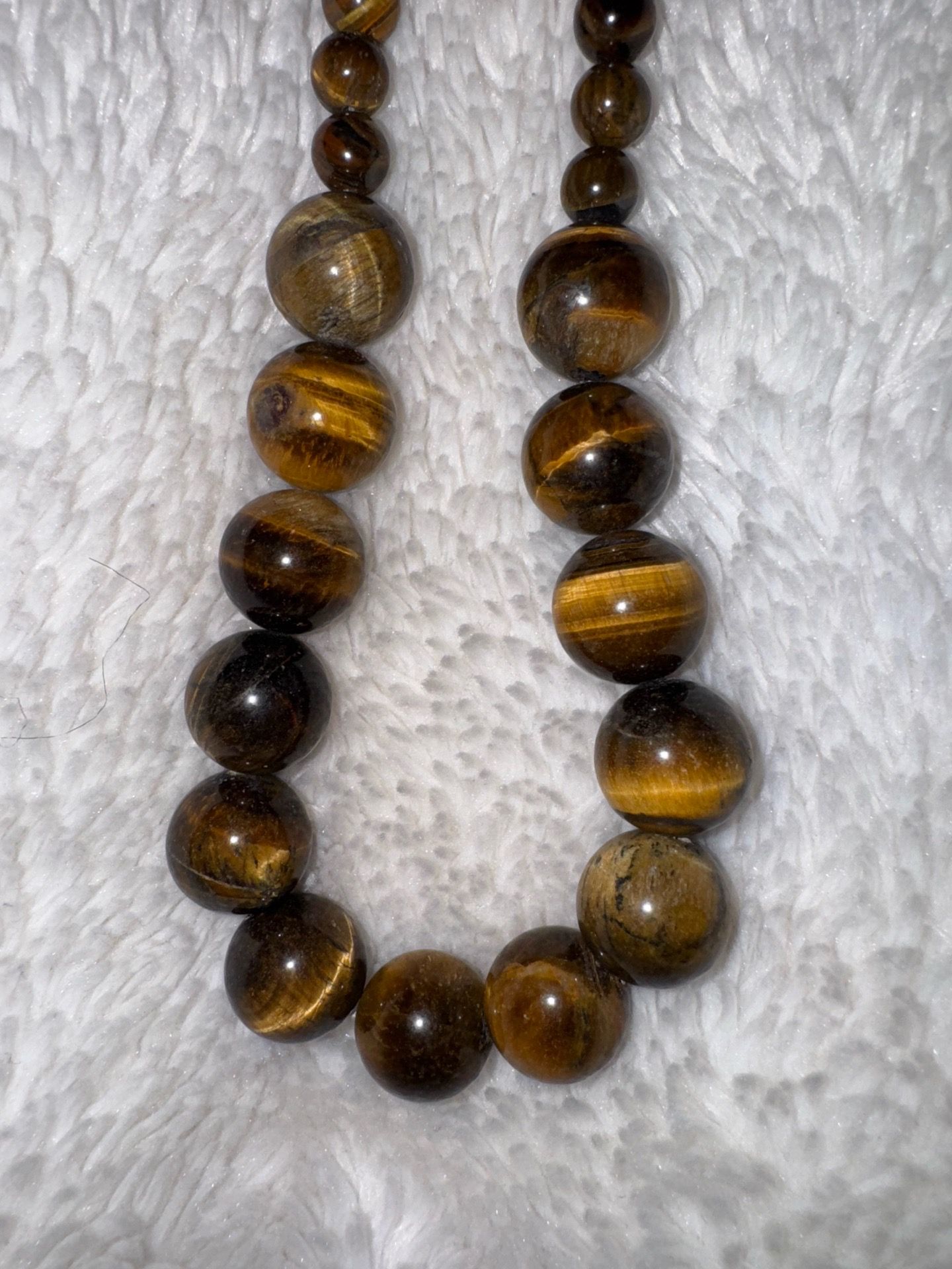 Stunning Graduated Tiger's Eye Beaded Necklace, 20"