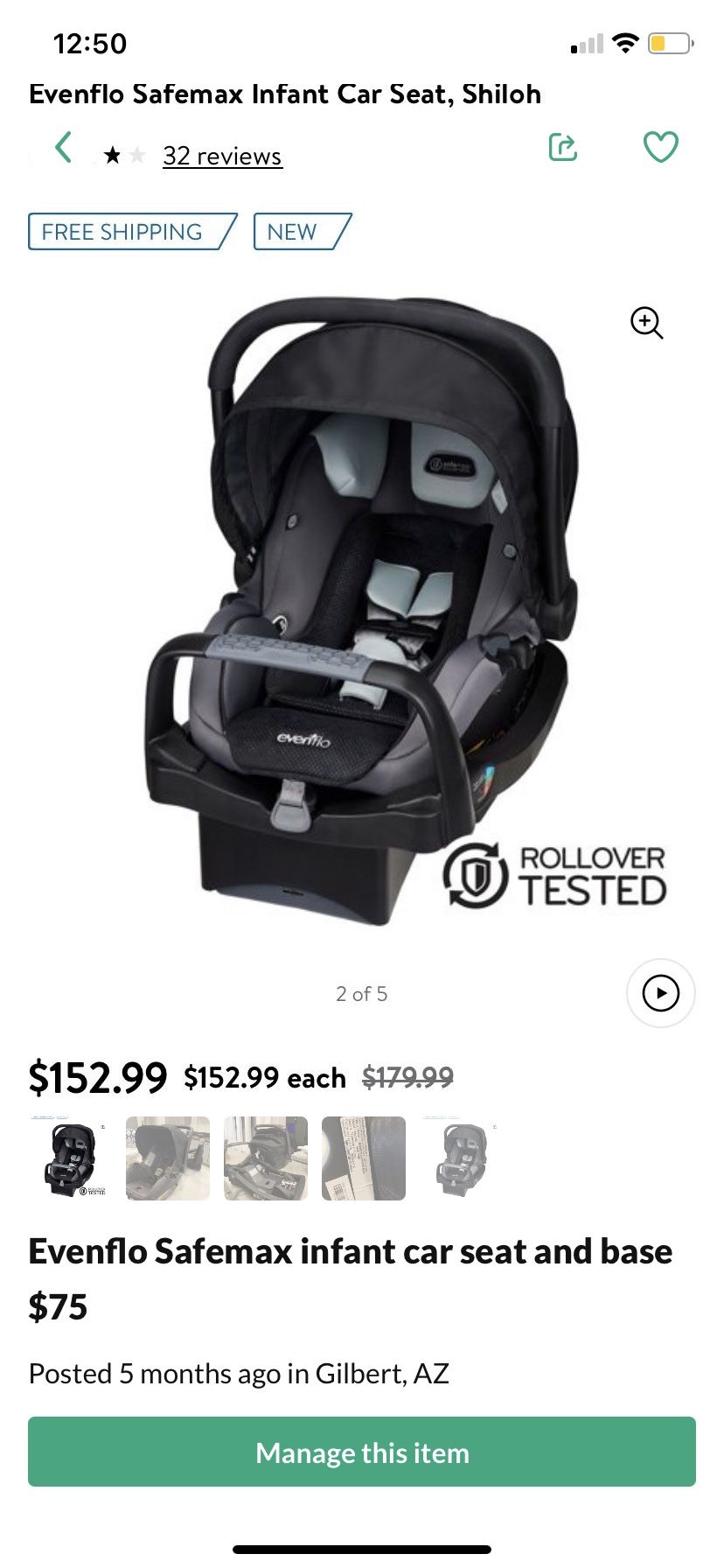 Evenflo Baby Car seat And Base