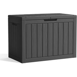 45 Gallon Resin Deck Box, Lockable Patio Outdoor Storage Box for Furniture, Garden Tools and Tools Storage, Waterproof Outside Storage Boxes - Black