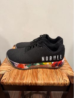 Men’s NOBULL Black Training Shoes with Colorful Paint-Splatter Sole size 9.5