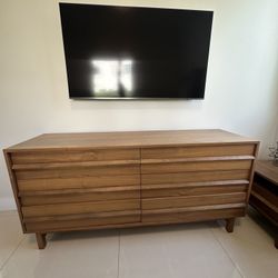 EQ3 Walnut Dresser And Two Matching Nightstands 