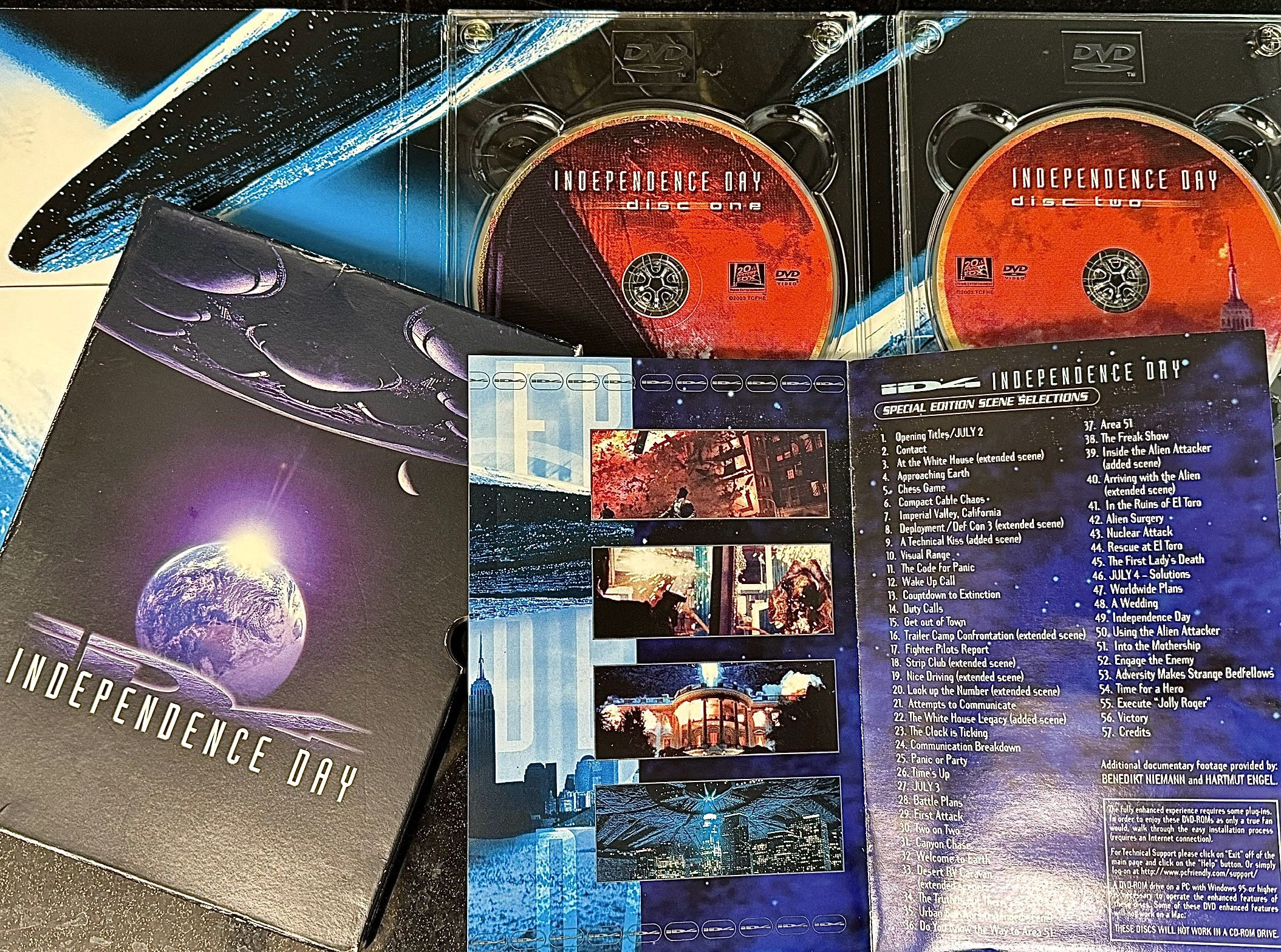 👽🛸📀 Independence Day DVD 2-Disc Set, Book+Extras, Special Edition (new)