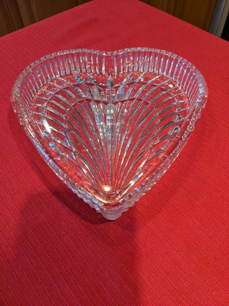 Two (2) Waterford Crystal "Heart Shaped "  Candy Dishes "Valentine's Day" XLNT