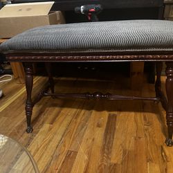 Double Length Antique Carved Piano Bench