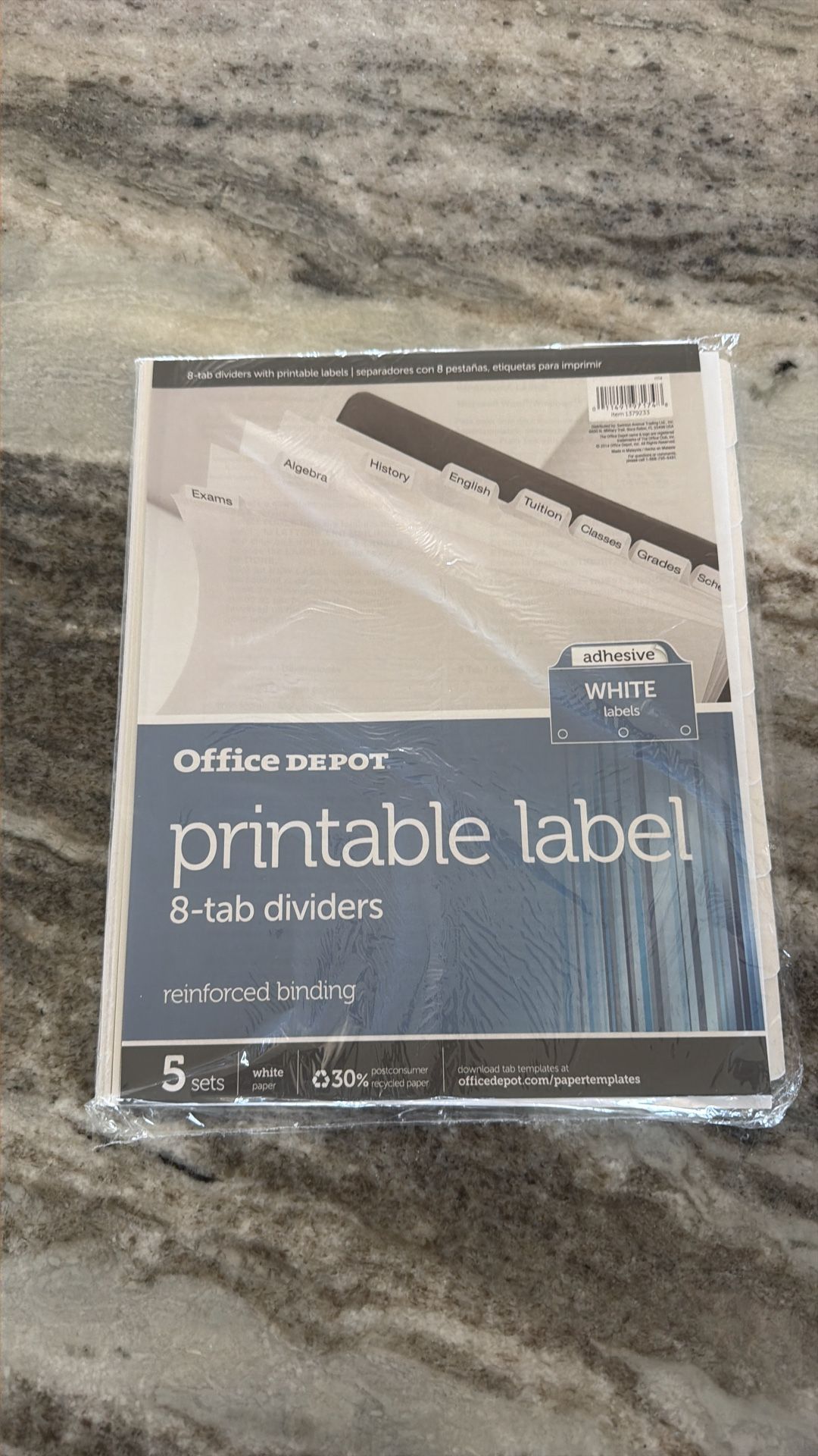 Plain Dividers With Tabs And Labels, White, 8-Tab, Pack Of 25 Sets