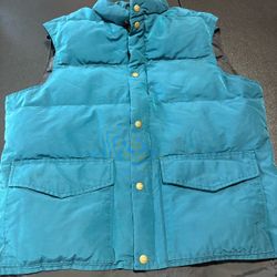 Vintage Woolrich Teal Blue/Green Down Filled Vest Large 80s Made USA Ski Winter