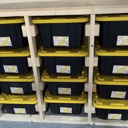 Custom Made Wood Garage Storage Tote System