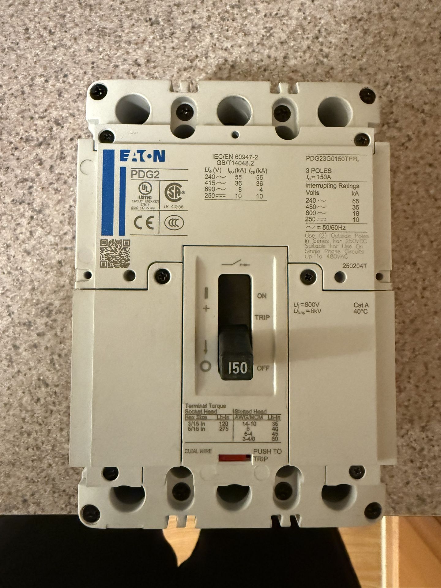 Eaton PDG2 150 Amp 3 Pole Breaker