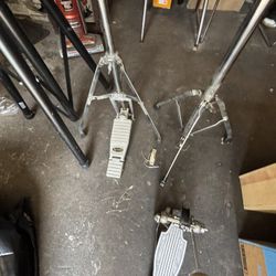 Pearl And Other Brand Drum Set Pieces And P.A Tripod