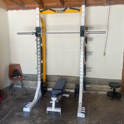 Hammer Strength bench press squat rack full set + weights
