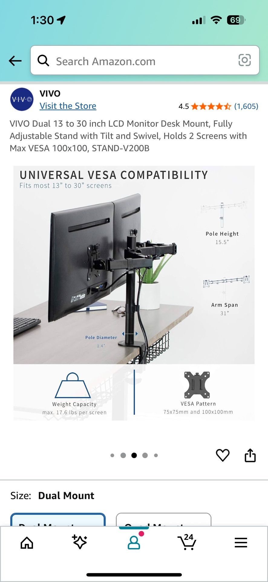 Dual Monitor Desk Mount