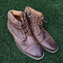 Steve Madden Dark Tan Rich Leather Jotter Cap Toe Ankle Boot Size 13