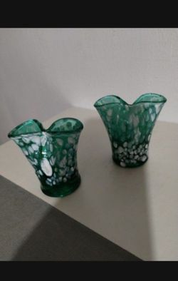 MINIMALIST RAINBOW ART  GLASS - VASE SET OF 2 / 2.6"×2.5" - A44