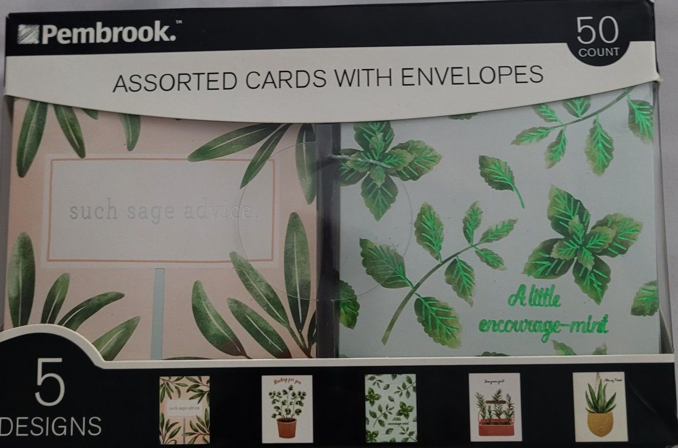 50 Count Pembrook Assorted Stationery Cards With Envelopes-5 Designs