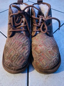 UGG Lace-Up Ankle Boots with Embroidery