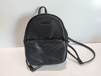 Rampage Black Faux Leather Mini Backpack Chevron Quilted