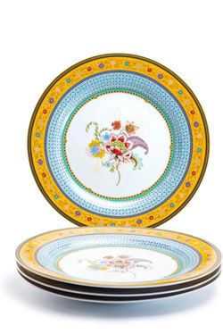 Gracie China Coastline Imports Emperor Garden Porcelain Dinner Plate Set 4