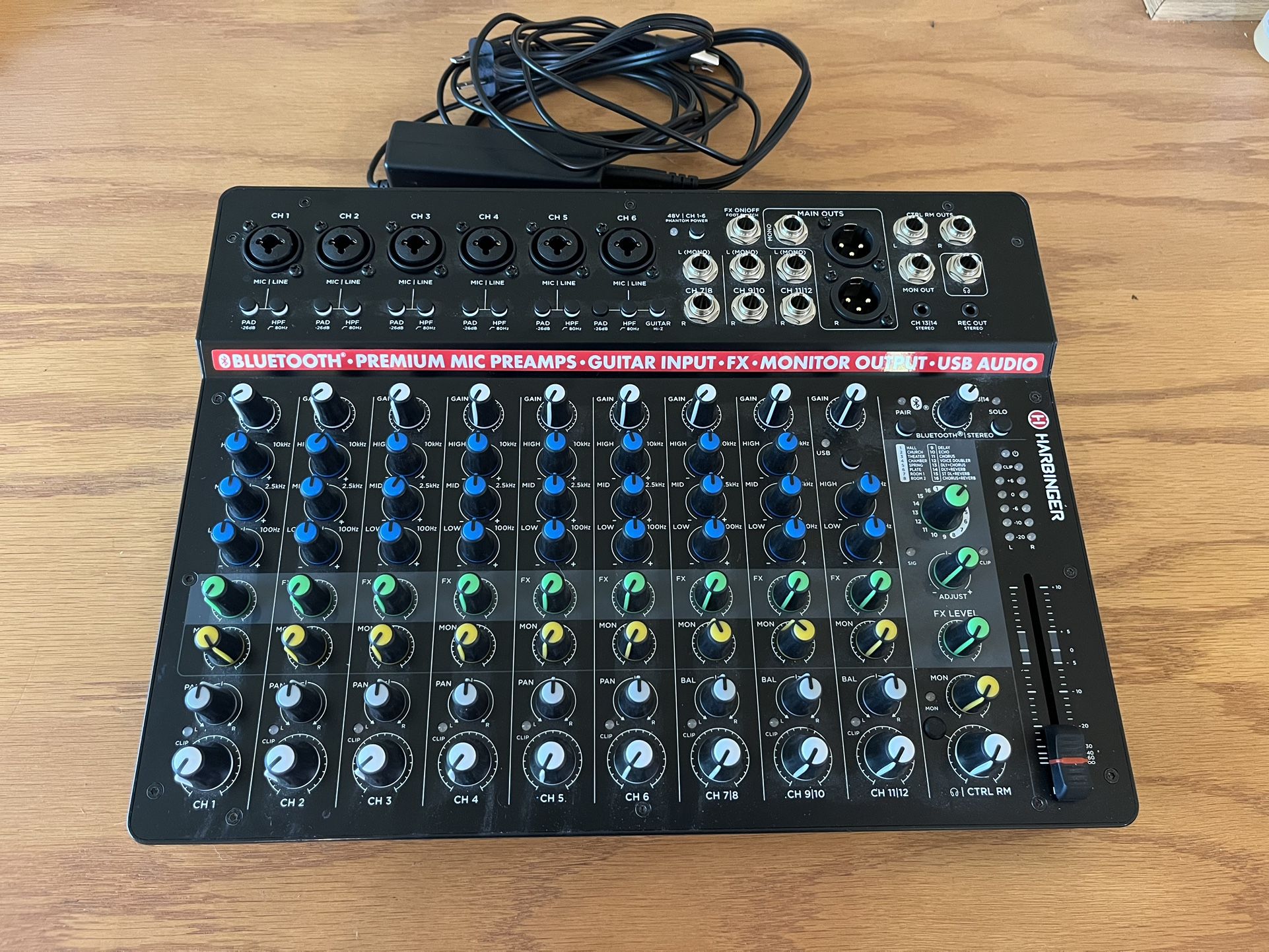 Harbinger LV14 14-Channel Analog Mixer With Bluetooth, FX & USB Audio