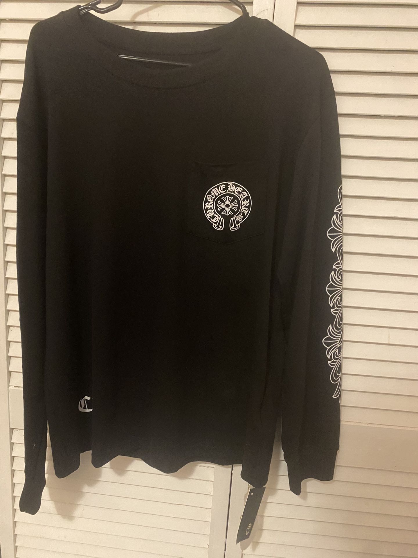 Chrome Hearts Long Sleeve Pocket Tee – Black (Size: Large)